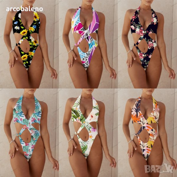 Дамски секси кросоувър кух бански костюм от една част, 7цвята, снимка 1
