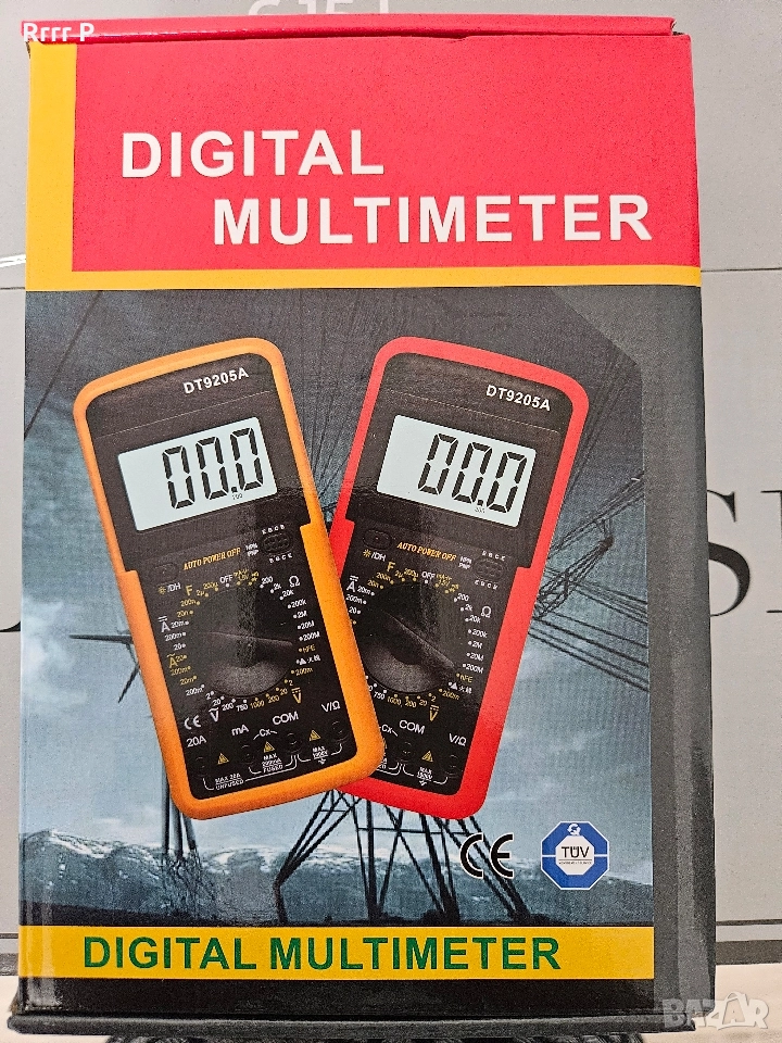 НОВ Дигитален измервателен уред/мултицет DT9205A + батерия, снимка 1
