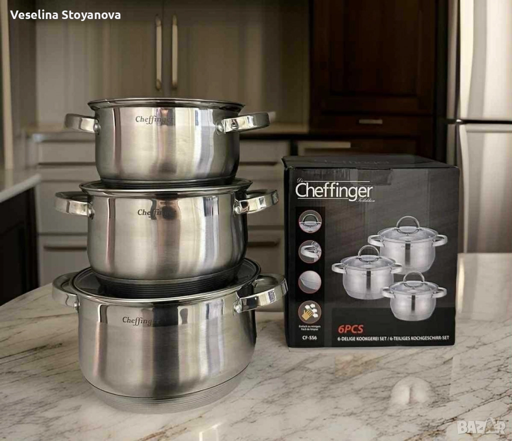 Cheffinger - комплект тенджери от неръждаема стомана – здравина, стил и готвене без компромис, снимка 1