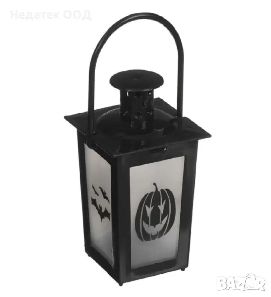 Фенер, Декоративен, Хелоуин, Тиква, прилеп, Led, 7.5x7.5x13cm, снимка 1