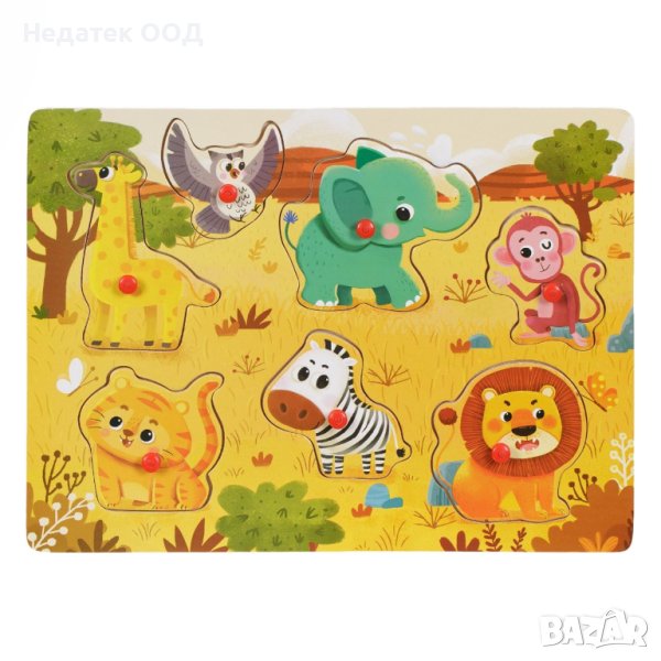 Дървен пъзел,  Животни, 7 части, 30x22 см, снимка 1