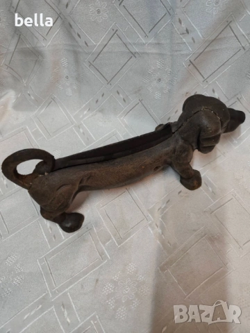 Стара масивна английска чугунена стъргалка за обувки куче-дакел от началото на 1900 , снимка 8 - Антикварни и старинни предмети - 53058566