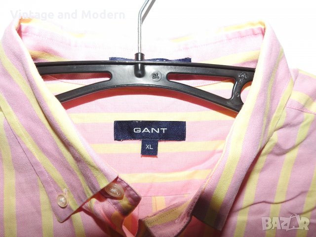 GANT Мъжка риза с дълъг ръкав (XL) раирана розова, снимка 5 - Ризи - 34063265