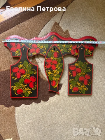 Дървена рисувана закачалка/дъски за рязане Хохлома, снимка 2 - Антикварни и старинни предмети - 51275318