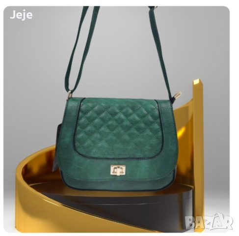 Стилна дамска чанта с капитониран ефект от еко к. в елегантен дизайн