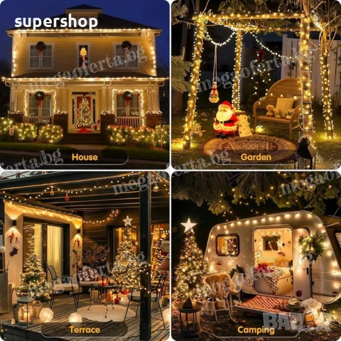 Светещ Коледен Гирлянд 50м. с 250 Диода Топла Светлина Коледна Украса, снимка 4 - Други - 52514054