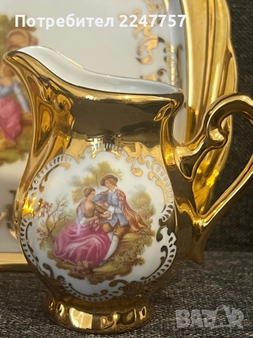 Бароков сервиз порцелан с 22 К злато, снимка 5 - Антикварни и старинни предмети - 52144597