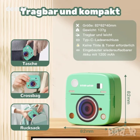 Принтер за стикери, Print Pod, мини преносим принтер с 8 ролки хартия, снимка 4 - Принтери, копири, скенери - 50910865