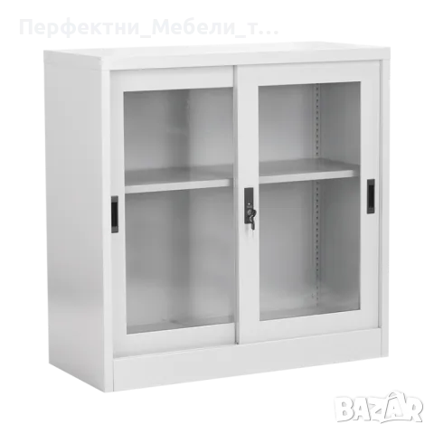 Нисък метален шкаф с плъзгащи стъклени врати-за балкон,за тераса,за баня,за мокро помещение,за лекар, снимка 4 - Градински мебели, декорация  - 50091123