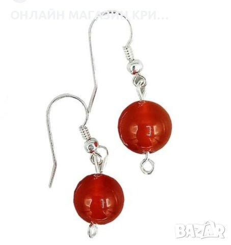 Сребърни обеци с кехлибарено топче проба 925 5.0гр. , снимка 4 - Обеци - 38313344