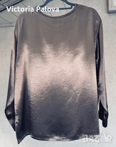 Луксозна блуза LE COMTE satin - елегантен Metallic шик, снимка 6 - Блузи с дълъг ръкав и пуловери - 52430303