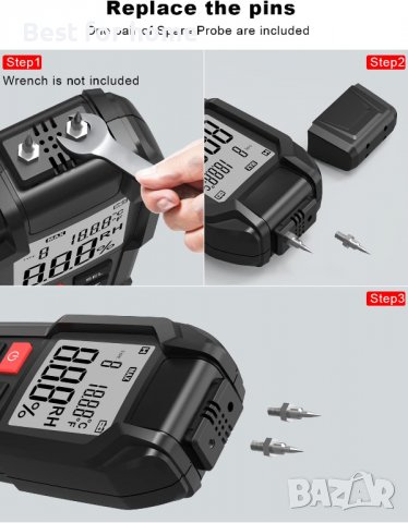 Цифров влагомер QLUUE ММ1, снимка 5 - Измервателни инструменти - 39645486