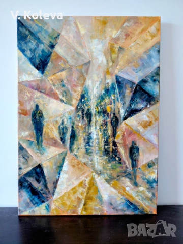 Голяма картина, маслени бои върху платно- 50х70см , снимка 2 - Картини - 53633328