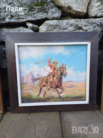 Лот от три картини-"Дивият запад"., снимка 5 - Антикварни и старинни предмети - 53268493