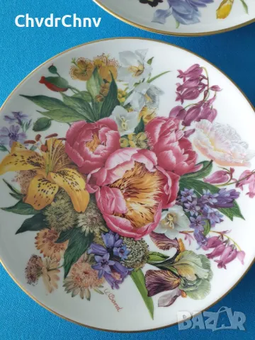 3бр Hutschenreuther/Хюченройтер Бавария немска колекционерска декоративна порцеланова чиния-картина, снимка 4 - Картини - 48101226