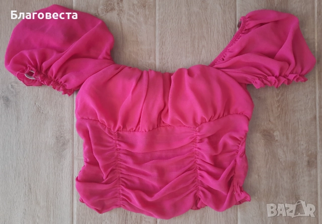 Кукленска блуза в цвят циклама , снимка 2 - Корсети, бюстиета, топове - 52178701