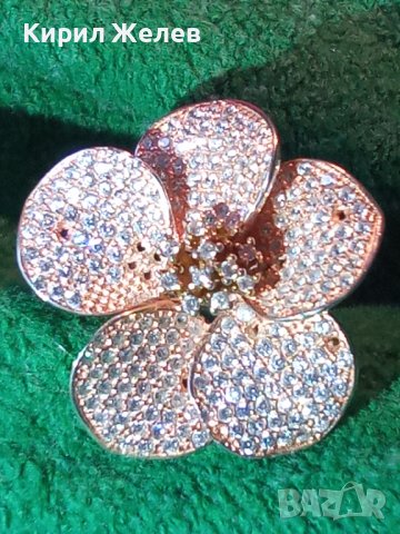 ПРЕЛЕСТЕН СКЪПОЦЕНЕН ФЛОРАЛЕН СРЕБЪРЕН ПРЪСТЕН ЦВЕТЕ СРЕБРО 925 с МНОГО БЛЕСТЯЩИ ЦИРКОНЧЕТА 17150