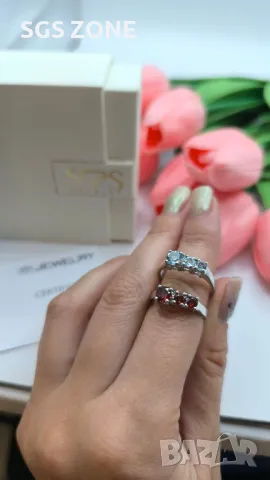 Необичаен Сребърен Пръстен с Топаз/Гранат💍, снимка 2 - Пръстени - 49915815