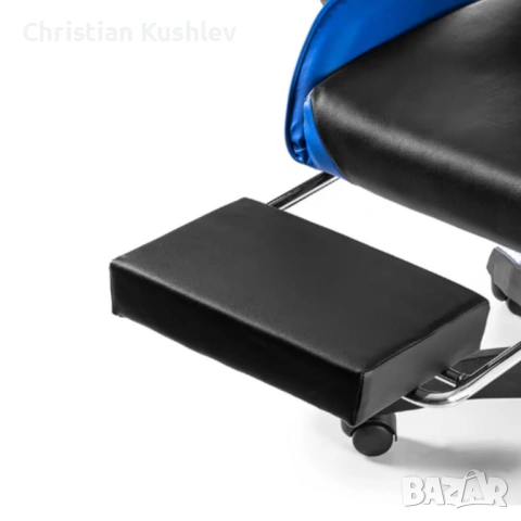 Геймърски стол с поставка за крака - подходящ за деца и тинейджъри- черно-син, въртящ, с масажна фун, снимка 2 - Столове - 53275436