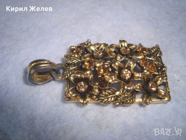 СКЪПОЦЕНЕН ФЛОРАЛЕН КРАСИВ ВИНТИДЖ ПОЗЛАТЕН АРТ ДЕКО МЕДАЛЬОН с КАМЪНИ ЦИТРИН 26064, снимка 8 - Колиета, медальони, синджири - 36323842