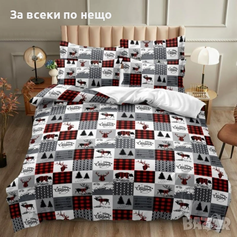 Коледно спално бельо, 100% памук, 6 части - Налични Различни Десени Код P1600, снимка 7 - Спално бельо - 52588999