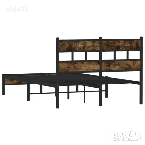 vidaXL Рамка за легло, без матрак, с табла, опушен дъб, 120x200 см, снимка 6 - Спални и легла - 56147471