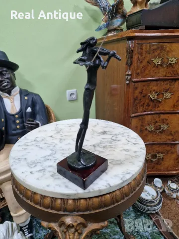 Страхотна антикварна колекционерска бронзова авторска фигура статуетка пластика , снимка 4 - Статуетки - 49486017