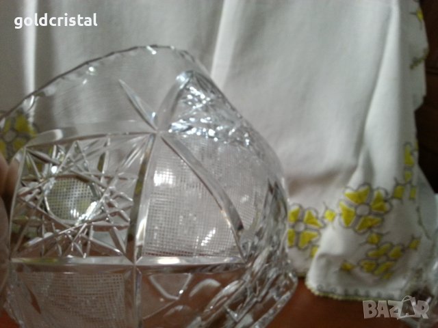 Голяма кристална купа фруктиера , снимка 2 - Антикварни и старинни предмети - 41776496
