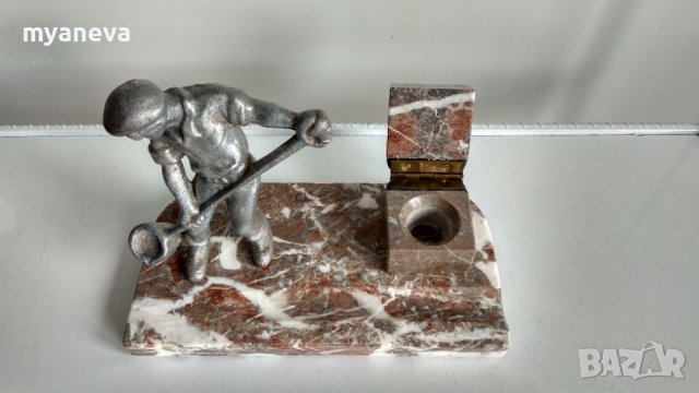 Стара мастилница от СОЦА от мрамор и метал. , снимка 7 - Други ценни предмети - 40220076