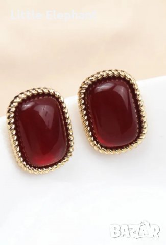 Сребърни темперамент обеци "Бароково"Wine red"/нови