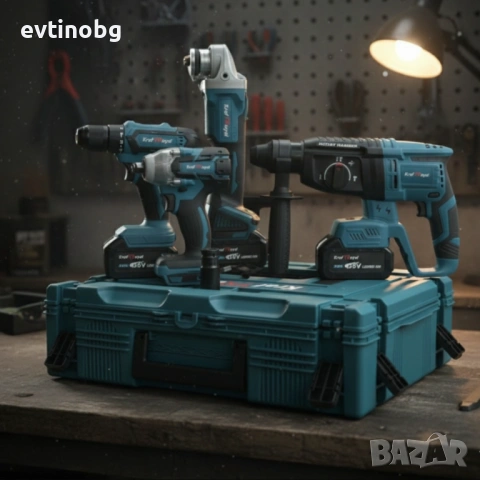 Комплект 4 в 1 - акумулаторен перфоратор, винтоверт, гайковерт и ъглошлайф 36V