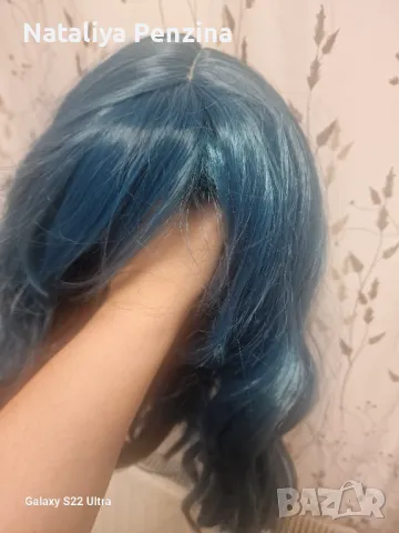 Тъмно синя перука до рамене, снимка 4 - Аксесоари за коса - 48856446