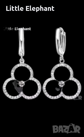 Сребърно колие с ланче,колекция"Flowers-black and white cristals"/Сребърни висящи обеци/нови, снимка 3 - Колиета, медальони, синджири - 42216678