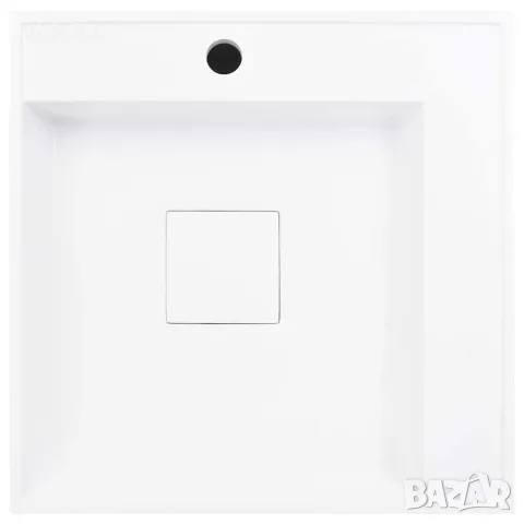 vidaXL Мивка, 50x50x12 см, минерална/мраморна отливка, бяла, снимка 6 - Мивки - 56146106