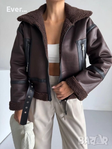 Дамско Късо яке в кафяв цвят., снимка 4 - Якета - 52292587