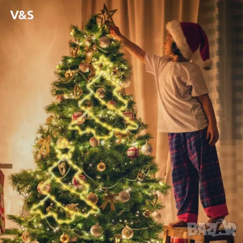 Коледна елха,Пакет от 3 светодиода за, осветен прозорец за коледна украса, LED декорация за прозорци, снимка 6 - Лед осветление - 49832130