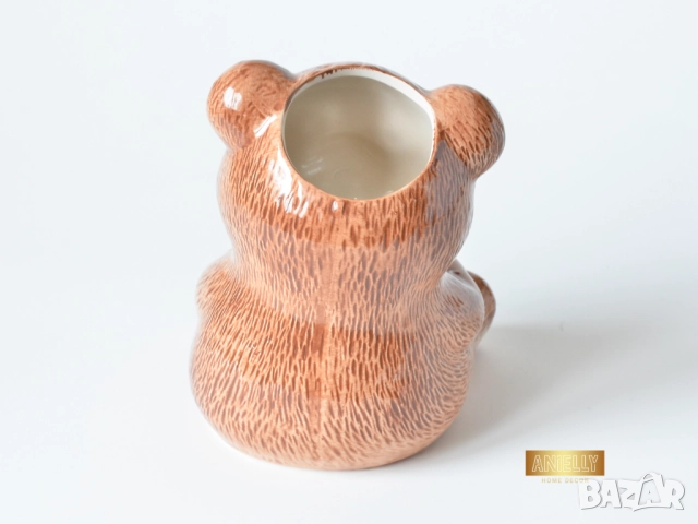 Декоративна Кашпа Мече със Сърце / Керамична Саксия за Цверя и Сукуленти / Подарък за Дете, снимка 8 - Декорация за дома - 52404092