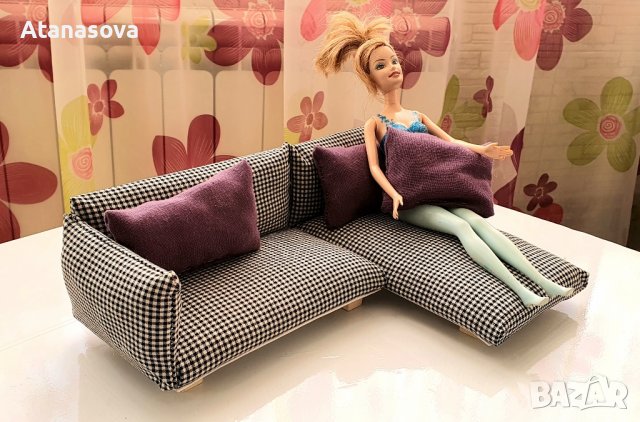 диван за кукли Барби, обзавеждане подходящо за къща за кукли, снимка 4 - Кукли - 44238087