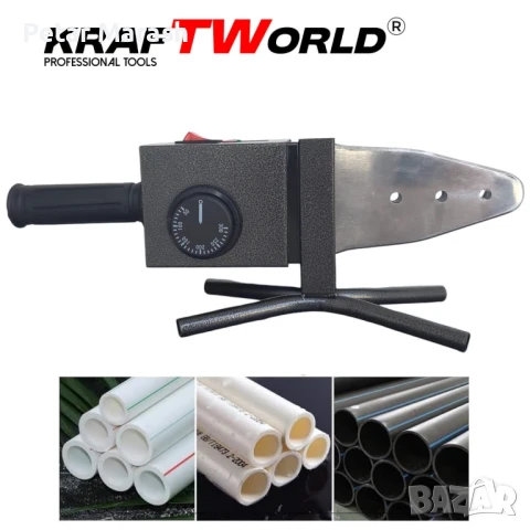 Поялник за полипропиленови тръби Ф20–63 мм KraftWorld 2500W Лепачка за ППР + ножица и ръкавици, снимка 5 - Поялници и запояване - 51066103