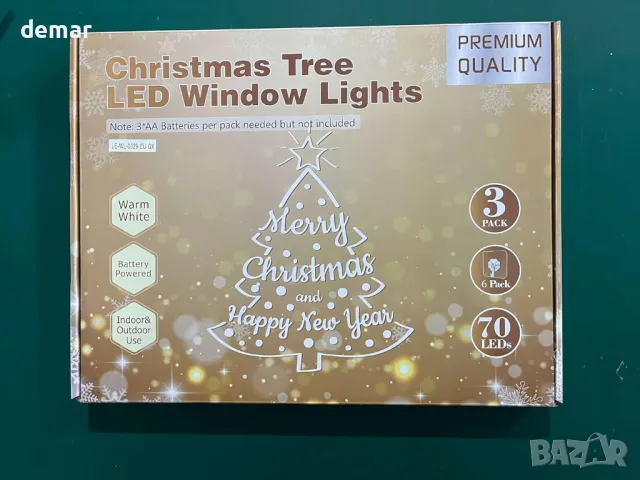 Quntis 3 бр. лампички за прозорци-коледно дърво, 210 светодиода 38 см, снимка 9 - Декорация за дома - 48164641