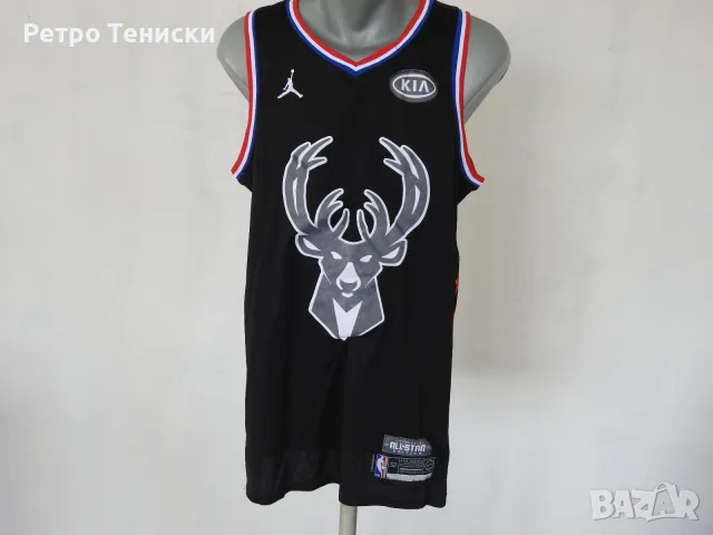 Милуоки Бъкс Потник Nike Air Jordan #34 Antetokounmpo Черен Мъже размер XL NBA