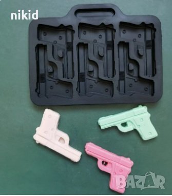 6 пистолета пистолети пистолет оръжие силиконов молд форма фондан шоколад гипс декор