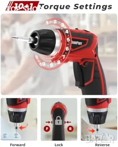 Нов DuroFort 8V Акумулаторен Винтоверт + 89 Аксесоара, LED, Гъвкав Вал, снимка 2 - Гедорета - 49641868