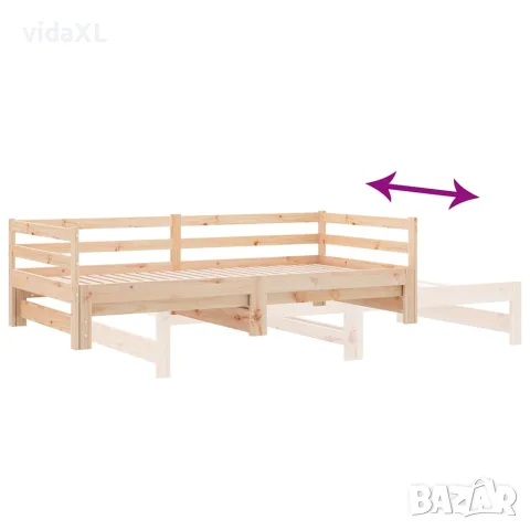 vidaXL Разтегателно дневно легло, борово дърво масив, 90x200 см, снимка 9 - Спални и легла - 56147812