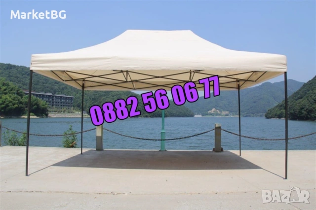 Градинска сгъваема шатра 3х4.50м с три страници, шатра хармоника 3х4.5, снимка 5 - Градински мебели, декорация  - 53250708