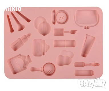 голям Козметика сенки грим червило чанта спирала силиконов козметичен молд форма фондан шоколад гипс, снимка 2 - Форми - 44824930