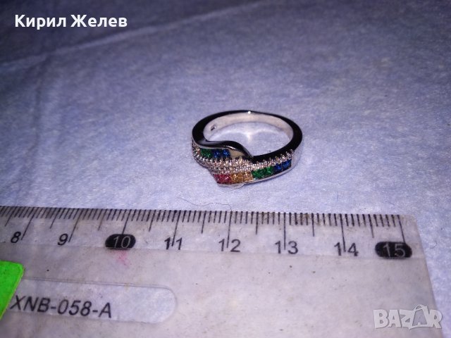 РАЗКОШЕН СРЕБЪРЕН АРТ ПРЪСТЕН РОДИРАНО СРЕБРО 925 ИНКРУСТИРАН с РАЗНОЦВЕТНИ СКЪПОЦЕННИ КАМЪНИ 38590, снимка 9 - Пръстени - 41637983