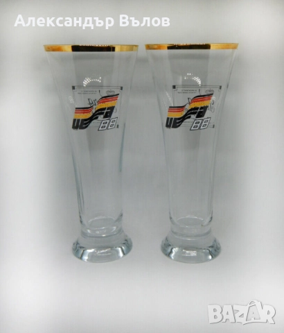 Стари Рекламни Чаши Турборг УЕФА 1988 Финал Фубол Бира, снимка 2 - Колекции - 51551480