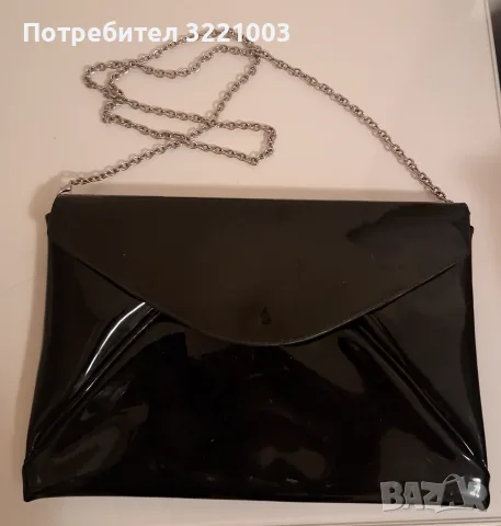 Дамска черна лачена чанта тип клъч