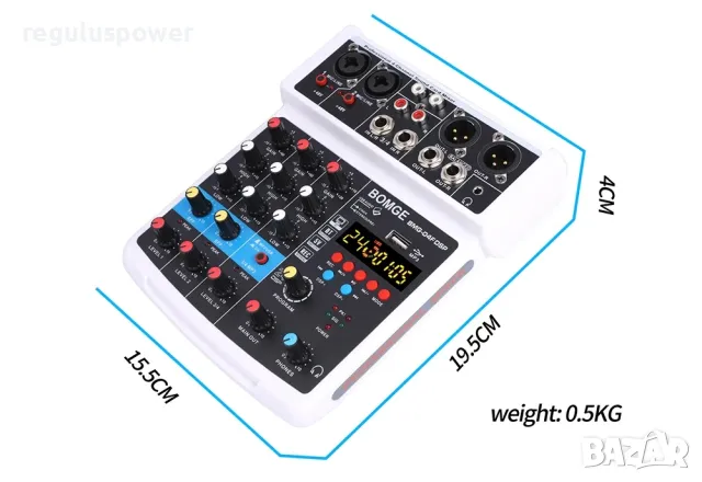 Смесителен пулт BMG-04F DSP24, DJ MIXER, BLUETOOTH, Usb Player, 24 DSP Effect Echo,, снимка 5 - Аудиосистеми - 50236171